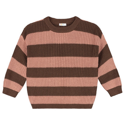 【YUKI】Stripes Knitted Sweater - FUDGE