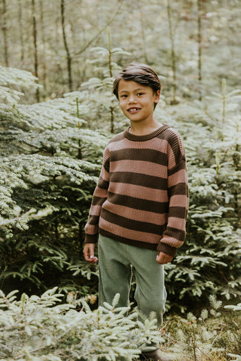 【YUKI】Stripes Knitted Sweater - FUDGE