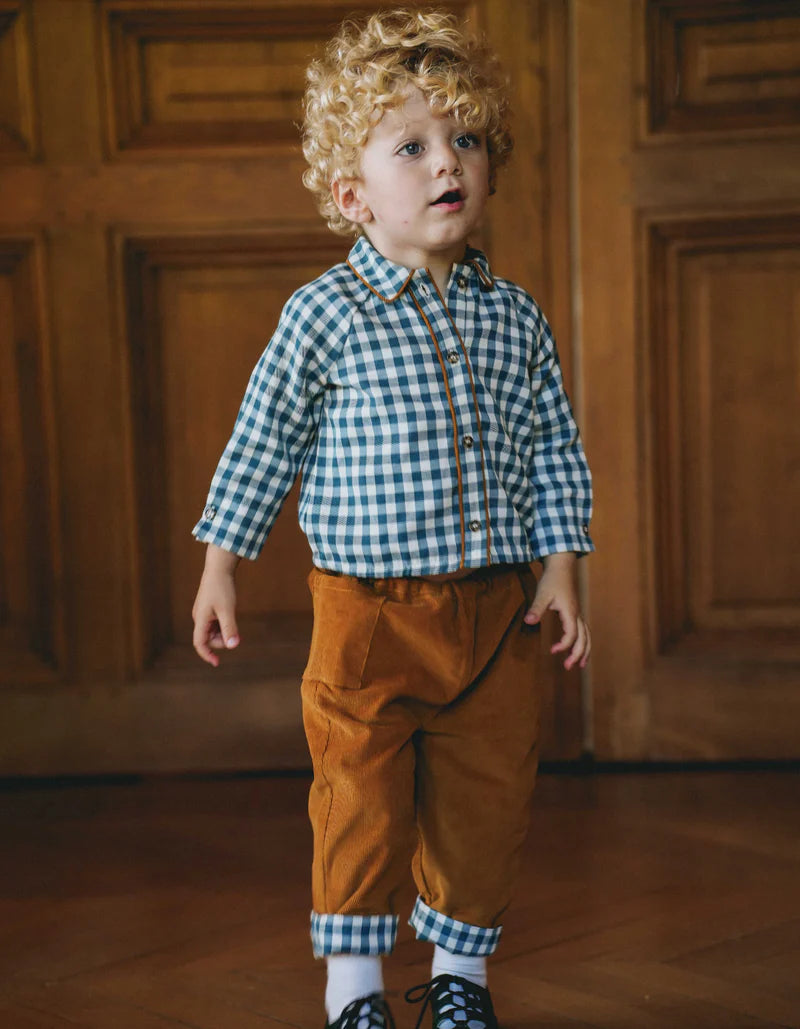 【LOIR PARIS】NINI - GREEN GINGHAM / AMBER VELVET