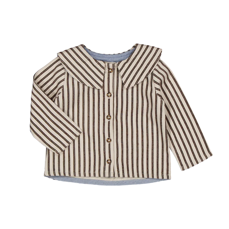 【LOIR PARIS】LORETTE - BEIGE FLOCKED STRIPES