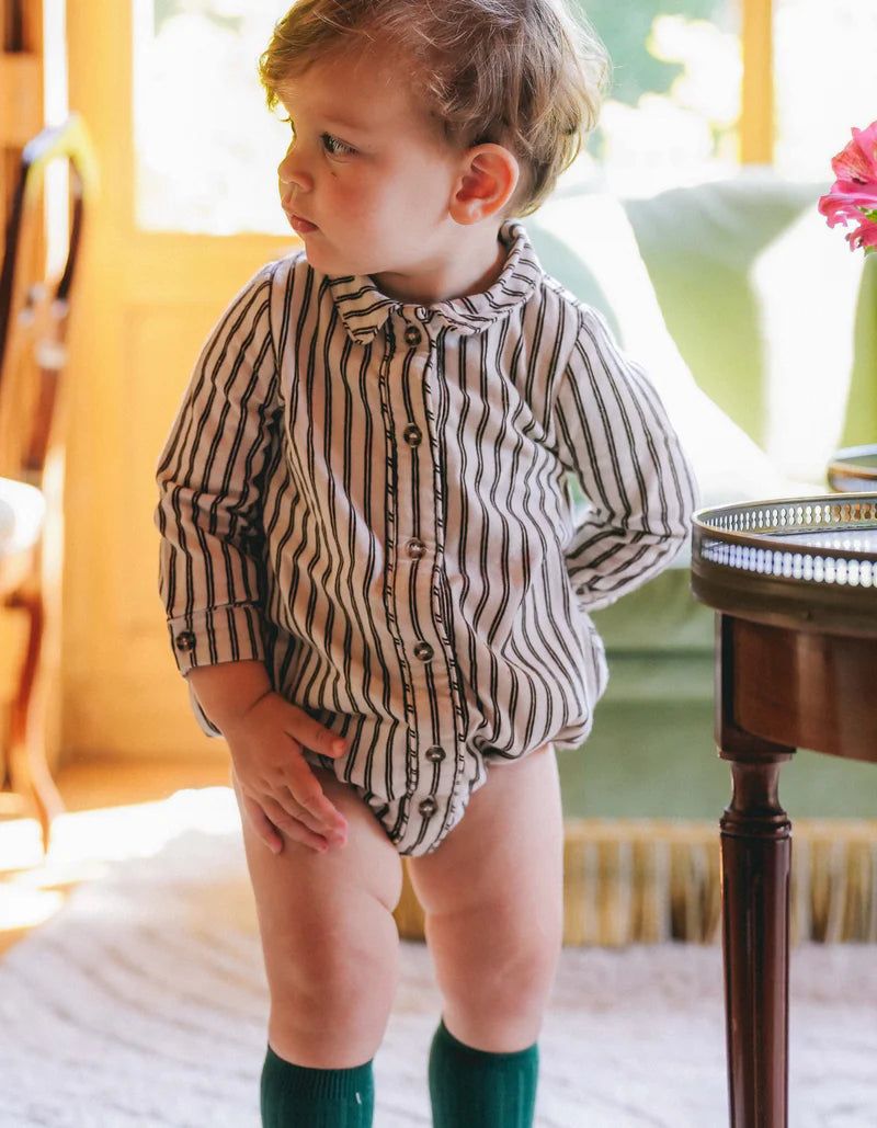 【LOIR PARIS】ORSO - BEIGE FLOCKED STRIPES