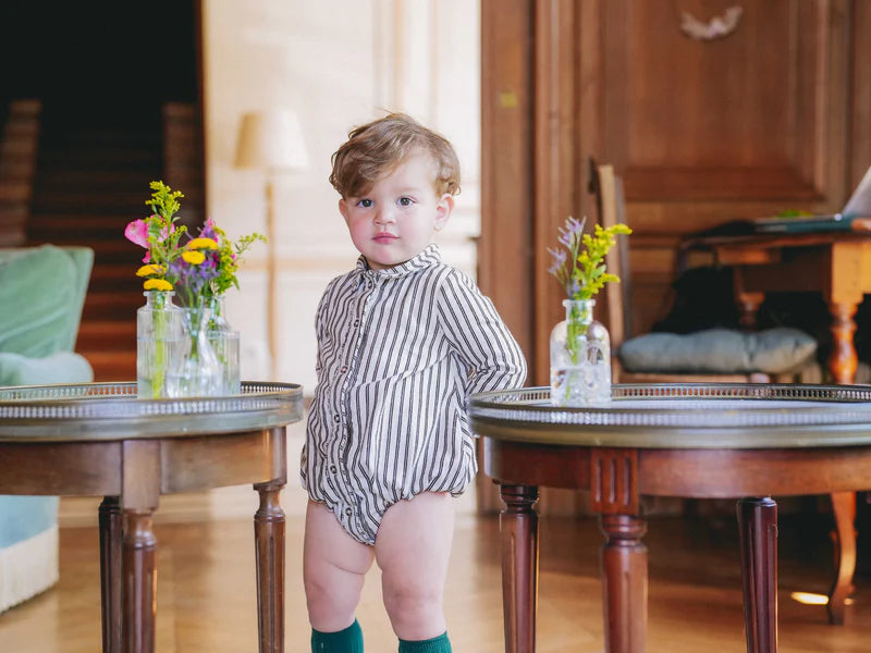 【LOIR PARIS】ORSO - BEIGE FLOCKED STRIPES