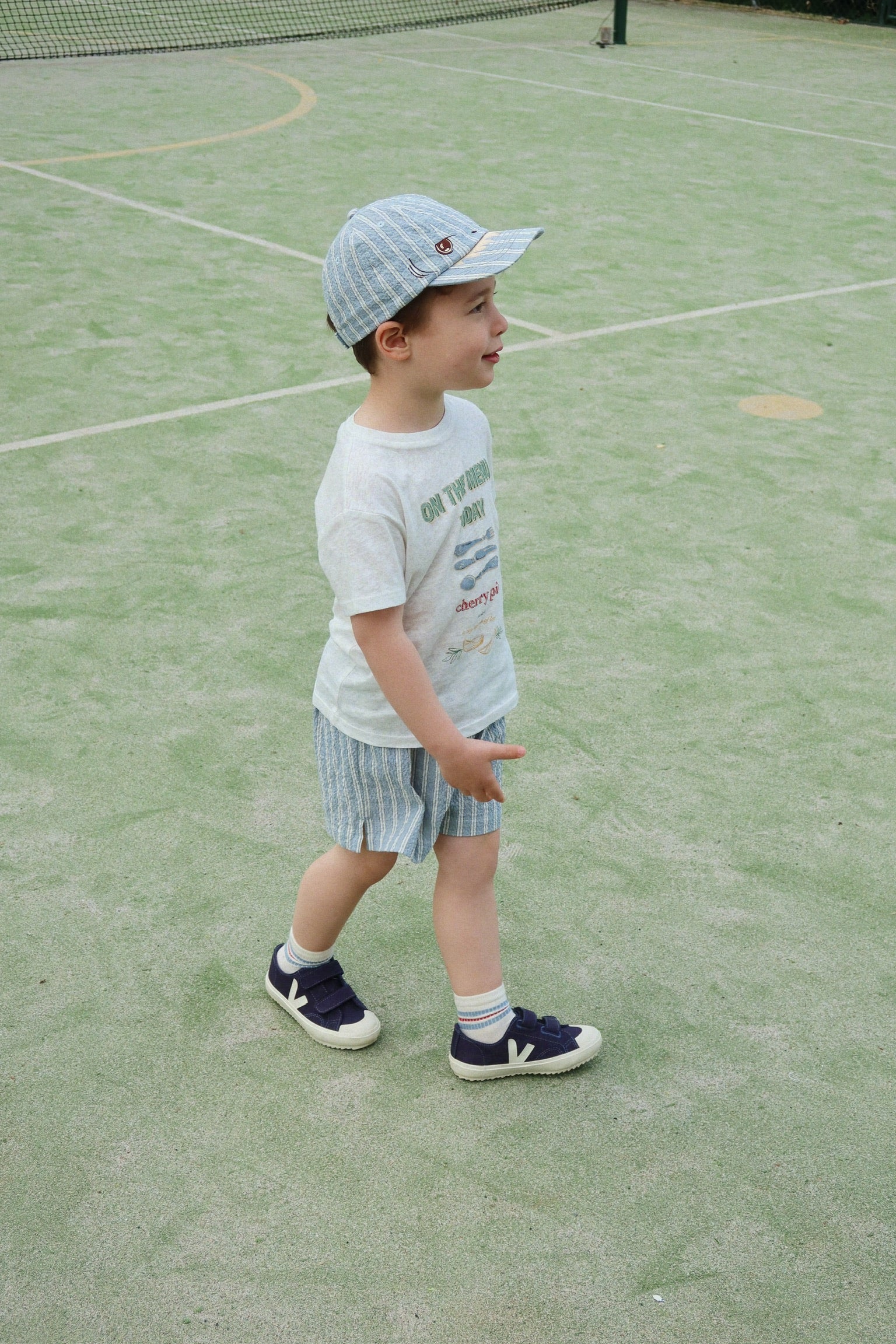 【Konges Sløjd / コンゲススロイド】 ELLIOT SHARK CAP GOTS - TRIO BLEU STRIPE 帽子 キャップ｜ オーガニックコットン ベビー服 子供服