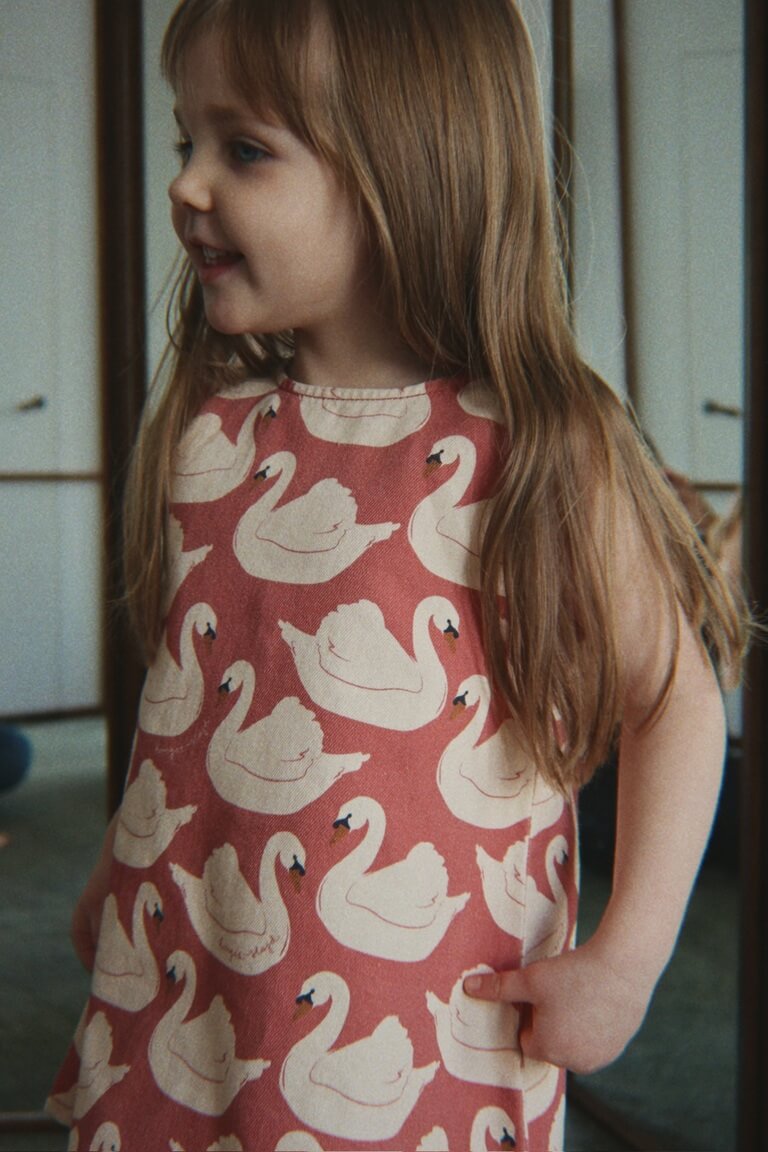 【Konges Sløjd】MAGOT BOW DRESS GOTS - SWAN ROSE