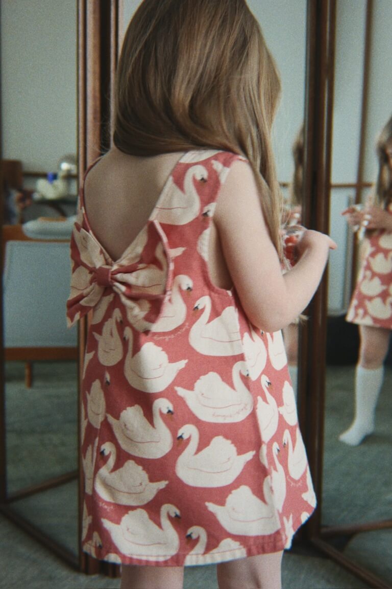 【Konges Sløjd】MAGOT BOW DRESS GOTS - SWAN ROSE