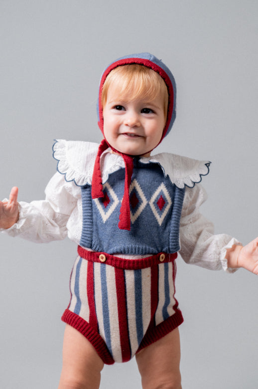 【Birinit】Argyle knit bonnet baby