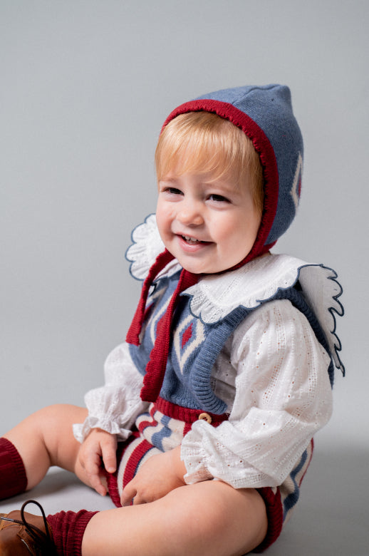 【Birinit】Argyle knit bonnet baby