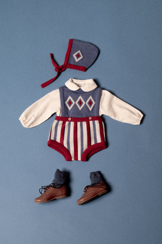 【Birinit】Argyle knit bonnet baby