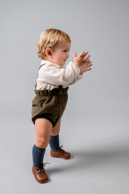 【Birinit】Khaki corduroy straps bloomer baby