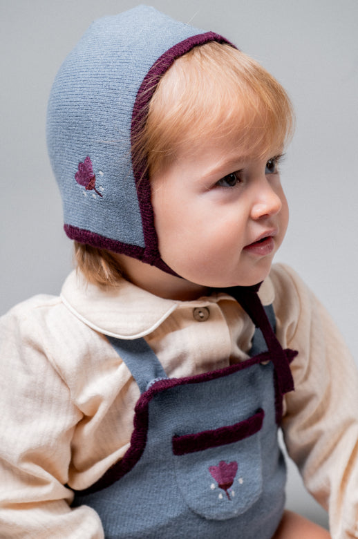 【Birinit】Stone knit embroidered bonnet baby