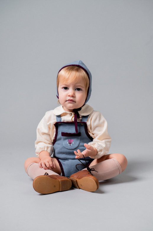 【Birinit】Stone knit embroidered bonnet baby