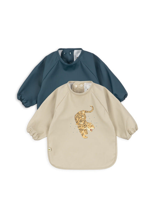 【Konges Sløjd】2 PACK DINNER BIB WITH SLEEVES - TIGER RUGGITO