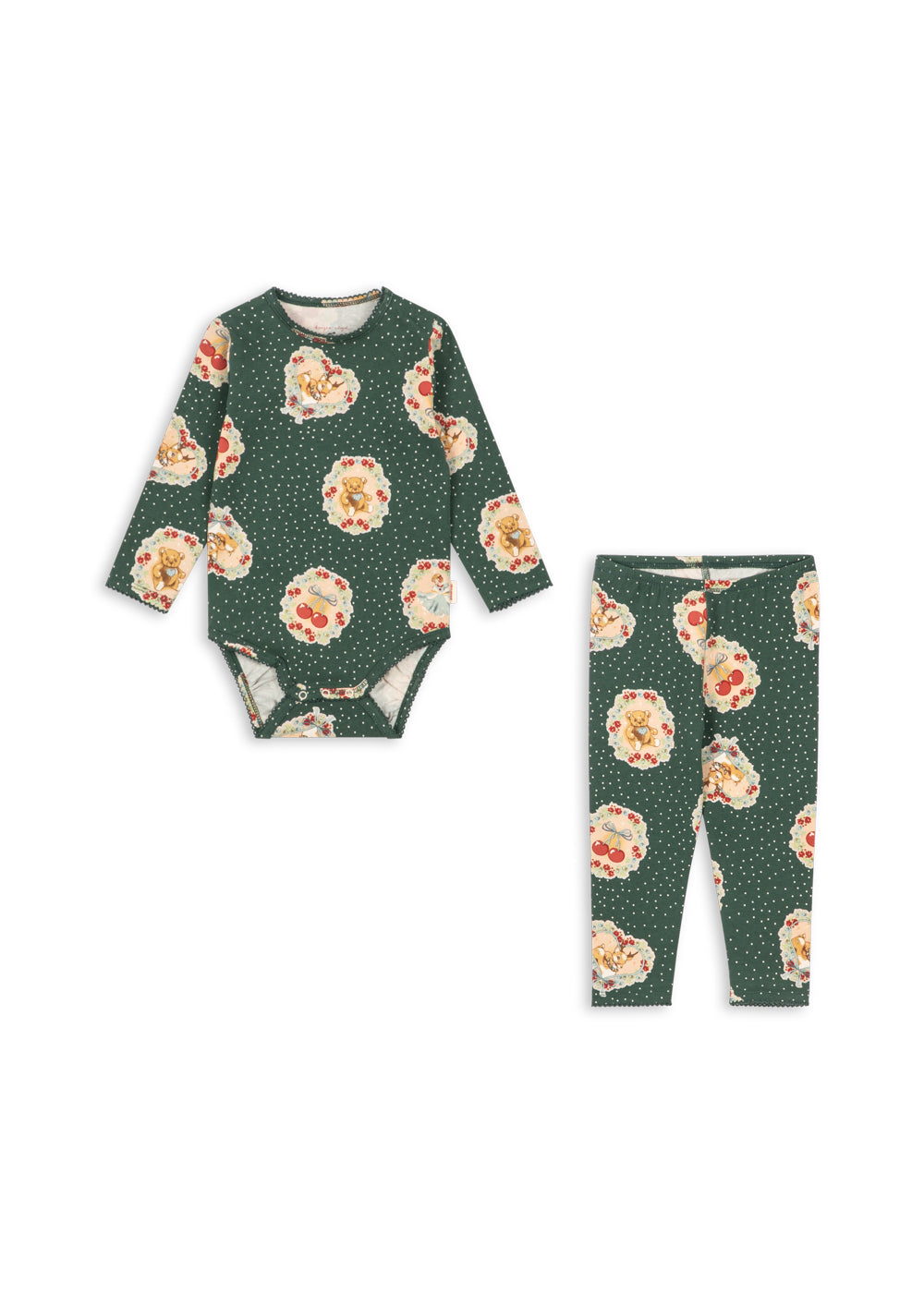 【Konges Sløjd】BASIC BODY/PANTS SET GOTS - DEER DIARY GREEN