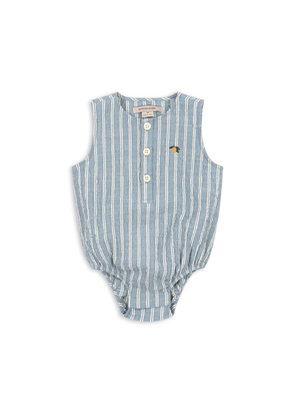 【Konges Sløjd / コンゲススロイド】 ELLIOT ROMPER GOTS - TRIO BLEU STRIPE｜出産祝い オーガニックコットン ロンパース