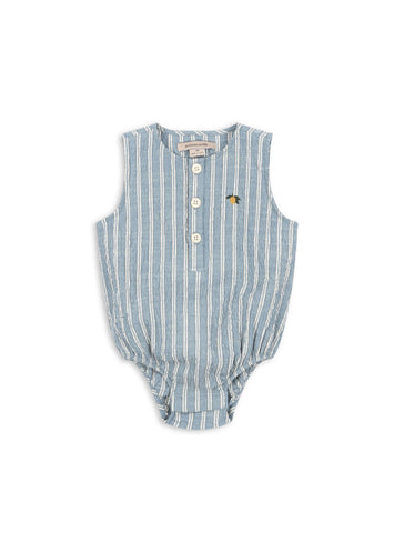 【Konges Sløjd / コンゲススロイド】 ELLIOT ROMPER GOTS - TRIO BLEU STRIPE｜出産祝い オーガニックコットン ロンパース