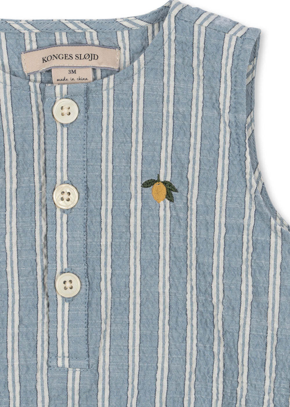 【Konges Sløjd / コンゲススロイド】 ELLIOT ROMPER GOTS - TRIO BLEU STRIPE｜出産祝い オーガニックコットン ロンパース