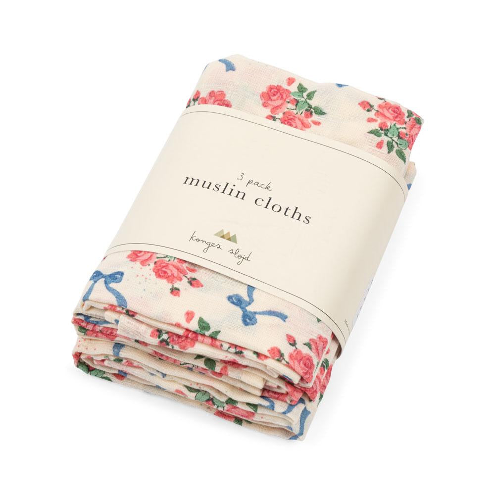 【Konges Sløjd】3 PACK MUSLIN CLOTH GOTS - BELLA ROSITA