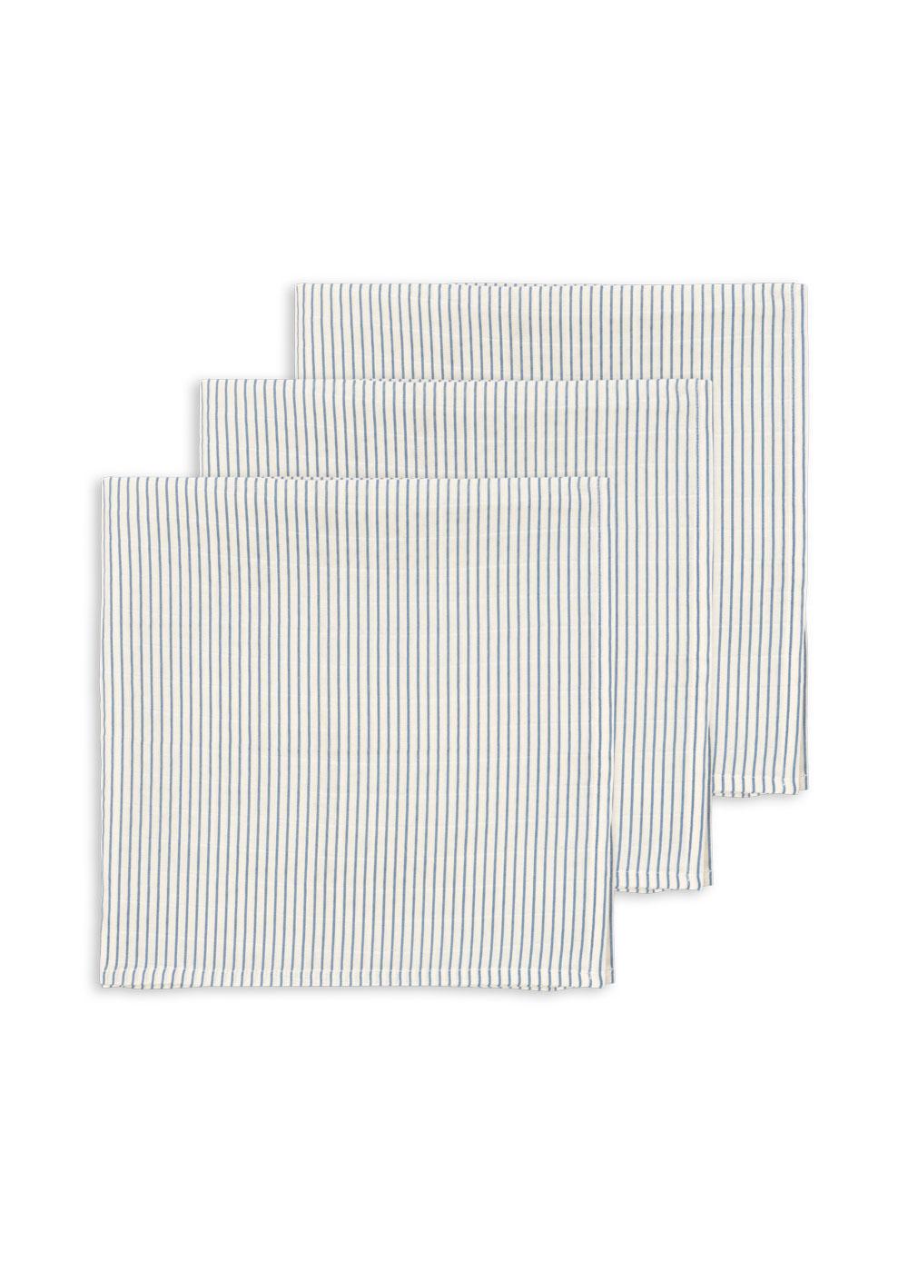 【Konges Sløjd】3 PACK MUSLIN CLOTH GOTS - STRIPE BLUIE